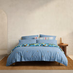 [NEW] JUNI BOWER BLUE QUILT COVER SET WITH FITTED SHEET