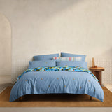 [NEW] JUNI BOWER BLUE QUILT COVER SET WITH FITTED SHEET