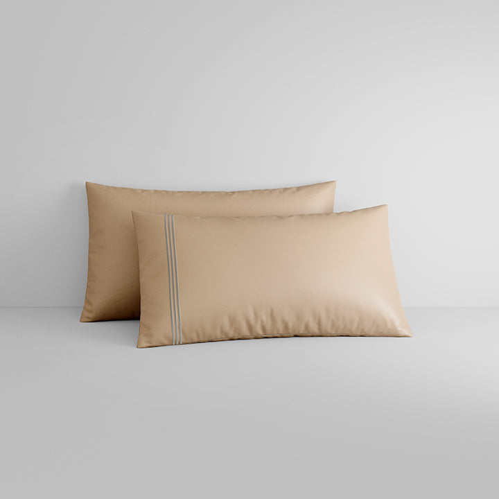 [NEW] PALAIS LUX 1200TC ALMOND FITTED SHEET / PILLOWCASES