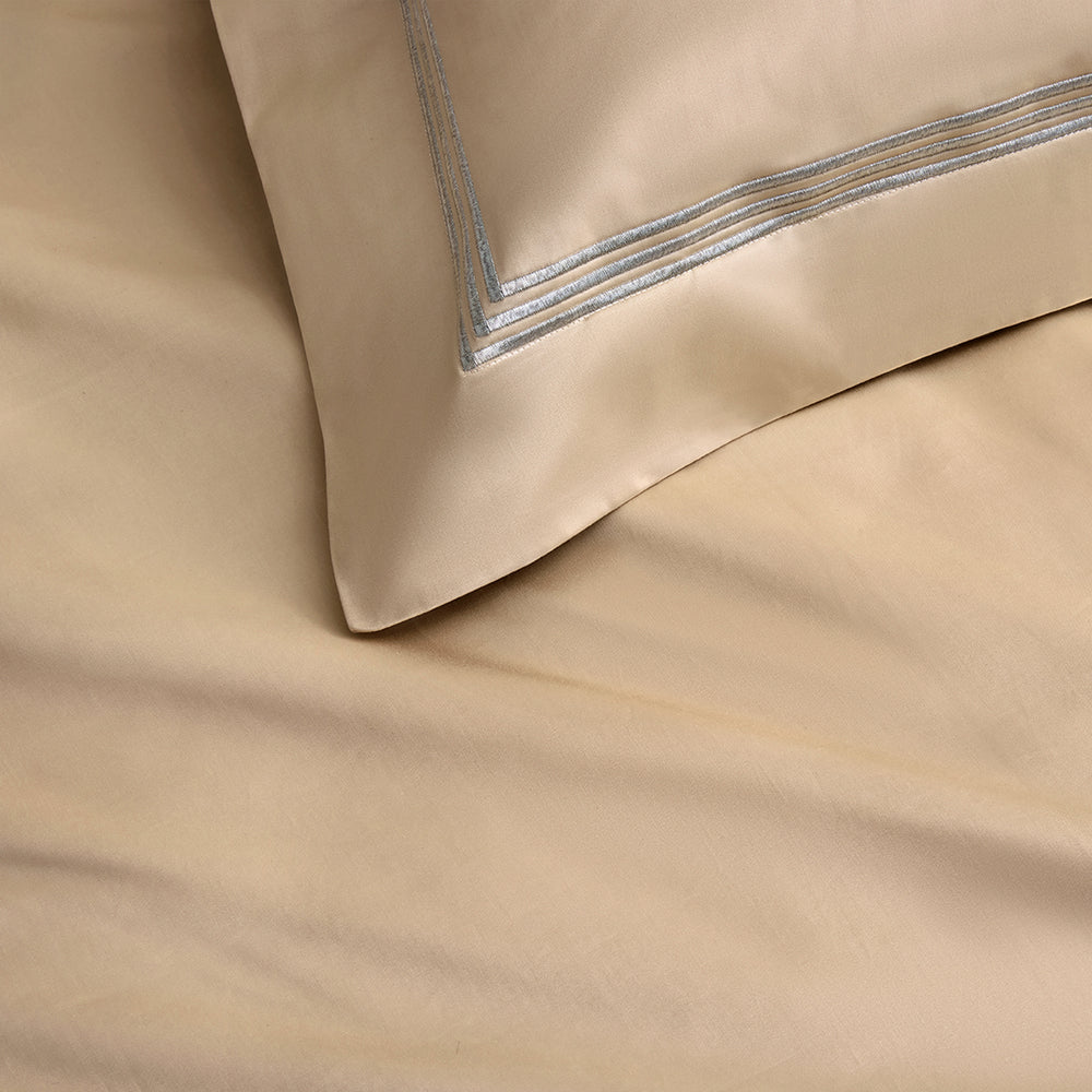 [NEW] PALAIS LUX 1200TC ALMOND FITTED SHEET / PILLOWCASES