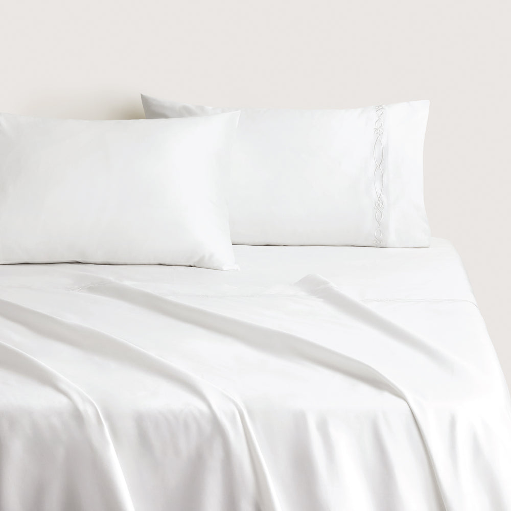 [NEW] PALAIS TRELLIS 1200TC WHITE QUILT COVER SET