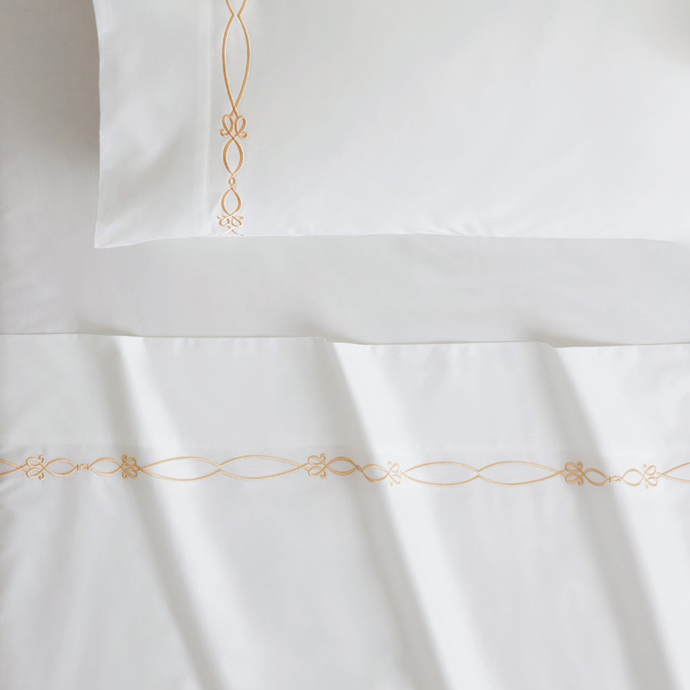[NEW] PALAIS TRELLIS 1200TC WHITE/ALMOND QUILT COVER SET