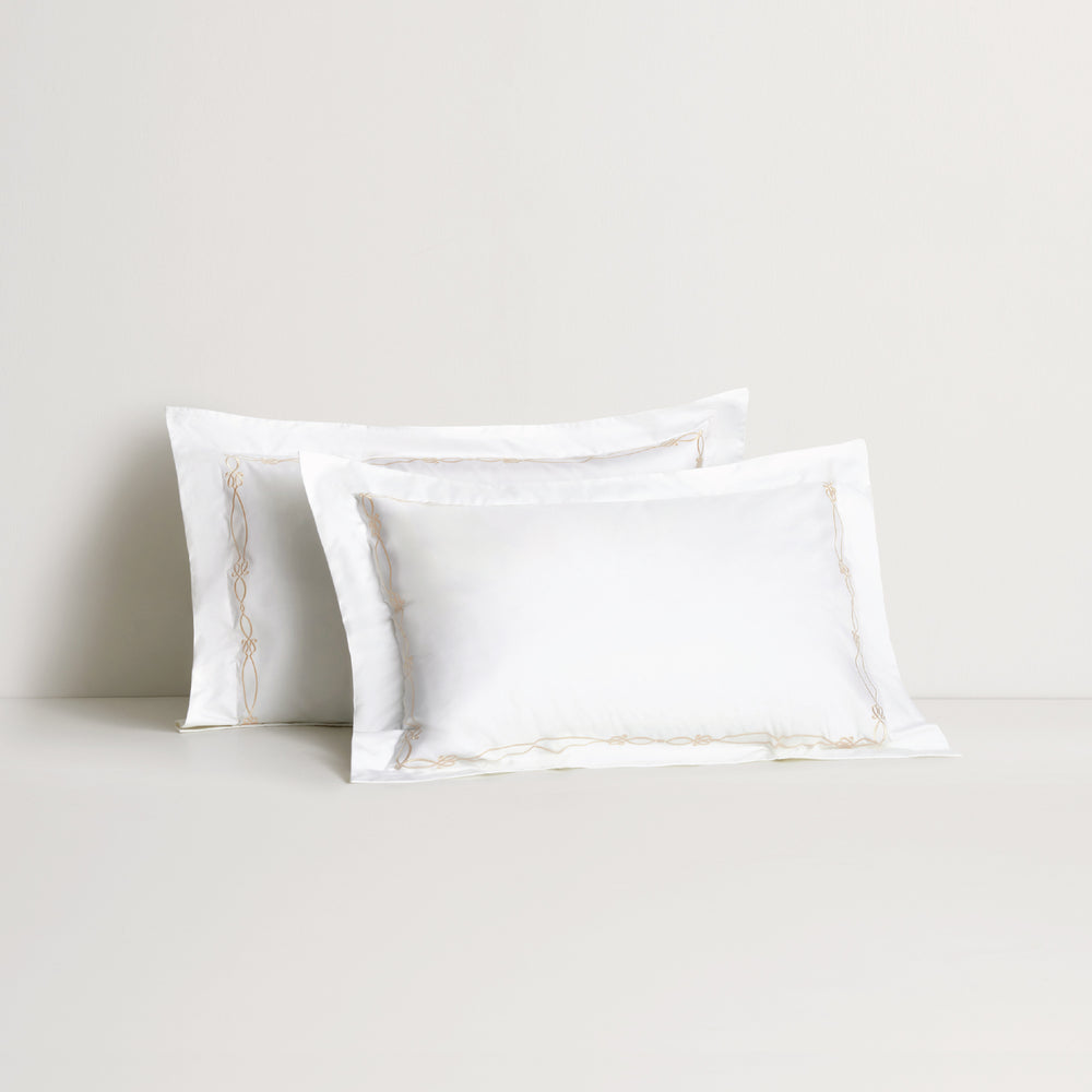 [NEW] PALAIS TRELLIS 1200TC WHITE/ALMOND QUILT COVER SET