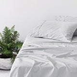 [NEW] ORGANIC COTTON SATEEN FROST GREY FITTED SHEET / PILLOWCASES