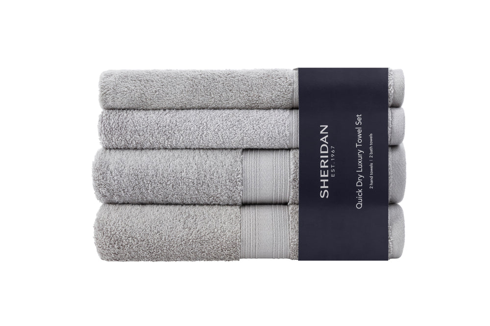 QUICK DRY LUXURY TOWEL SET COLLECTION SILVER